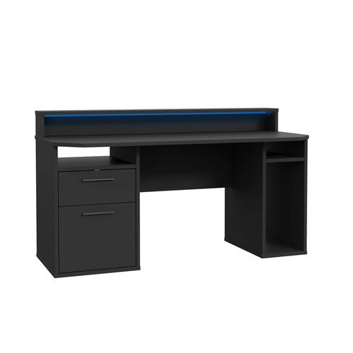 Gaming Tisch mit Stauraum B 160cm H 91cm Tezaur - Schwarz, MODERN, Holzwerkstoff/Kunststoff (160/72/91cm) - MID.YOU