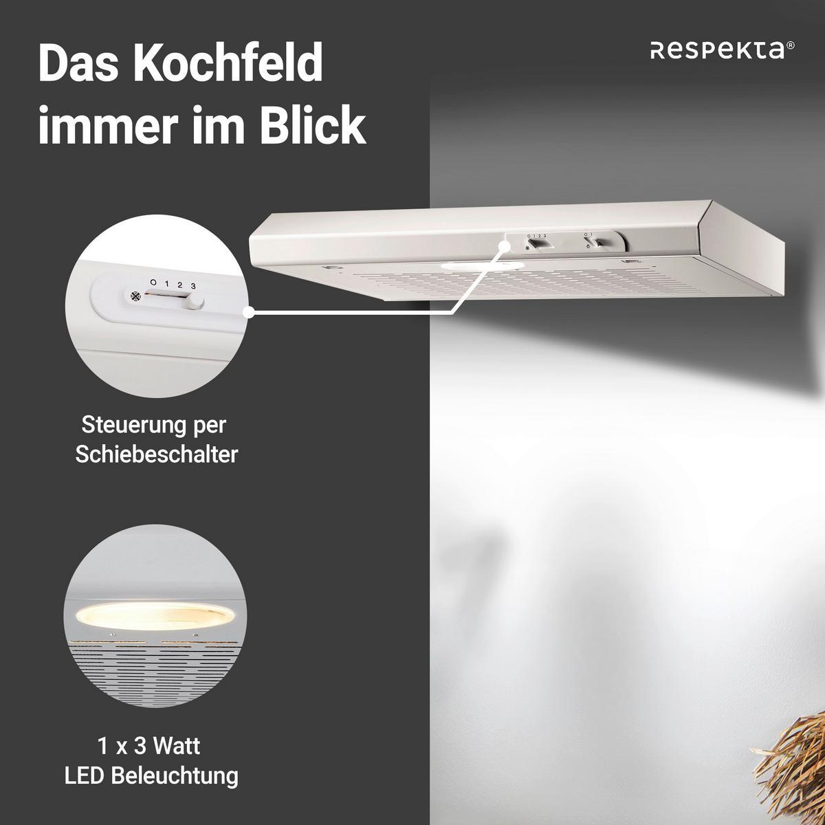 Dunstabzugshaube Respekta Suna 60 Cm - Weiß, Trend, Metall (60/7,6/47cm) - Respekta