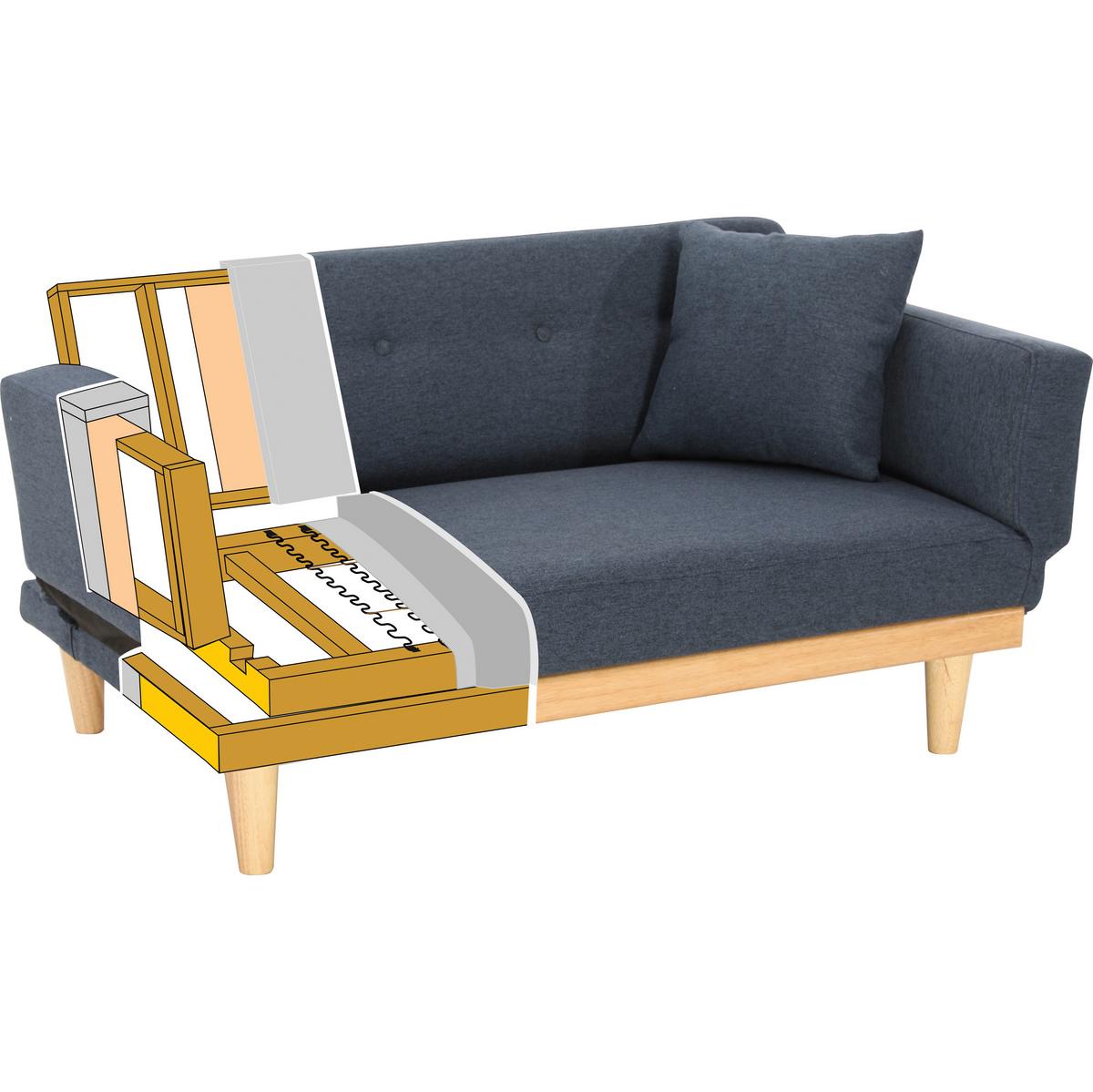 Rozkládací pohovka vhodná pro děti - Jola světlešedá - světle šedá/přírodní barvy, Moderní, dřevo/textil (131/64/73cm) - Bessagi Home