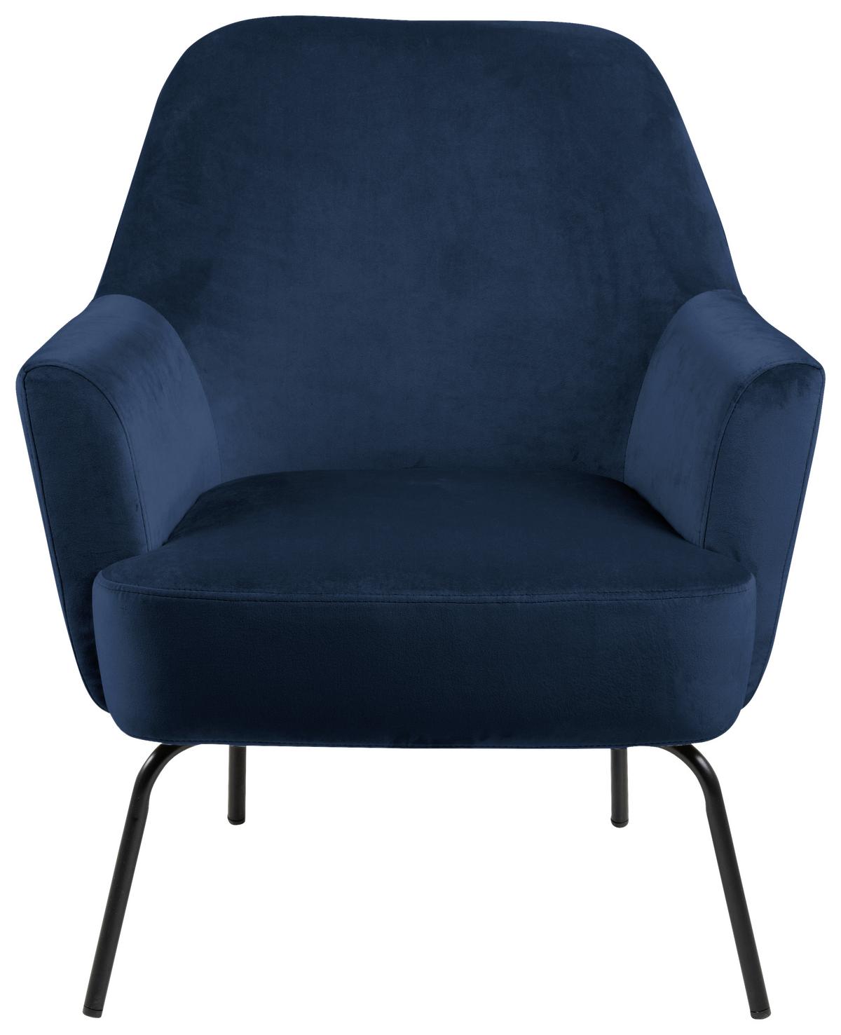 Polsterstuhl Melissa Blau Velours - Blau/Schwarz, KONVENTIONELL, Textil (75/83/75cm) - Livetastic