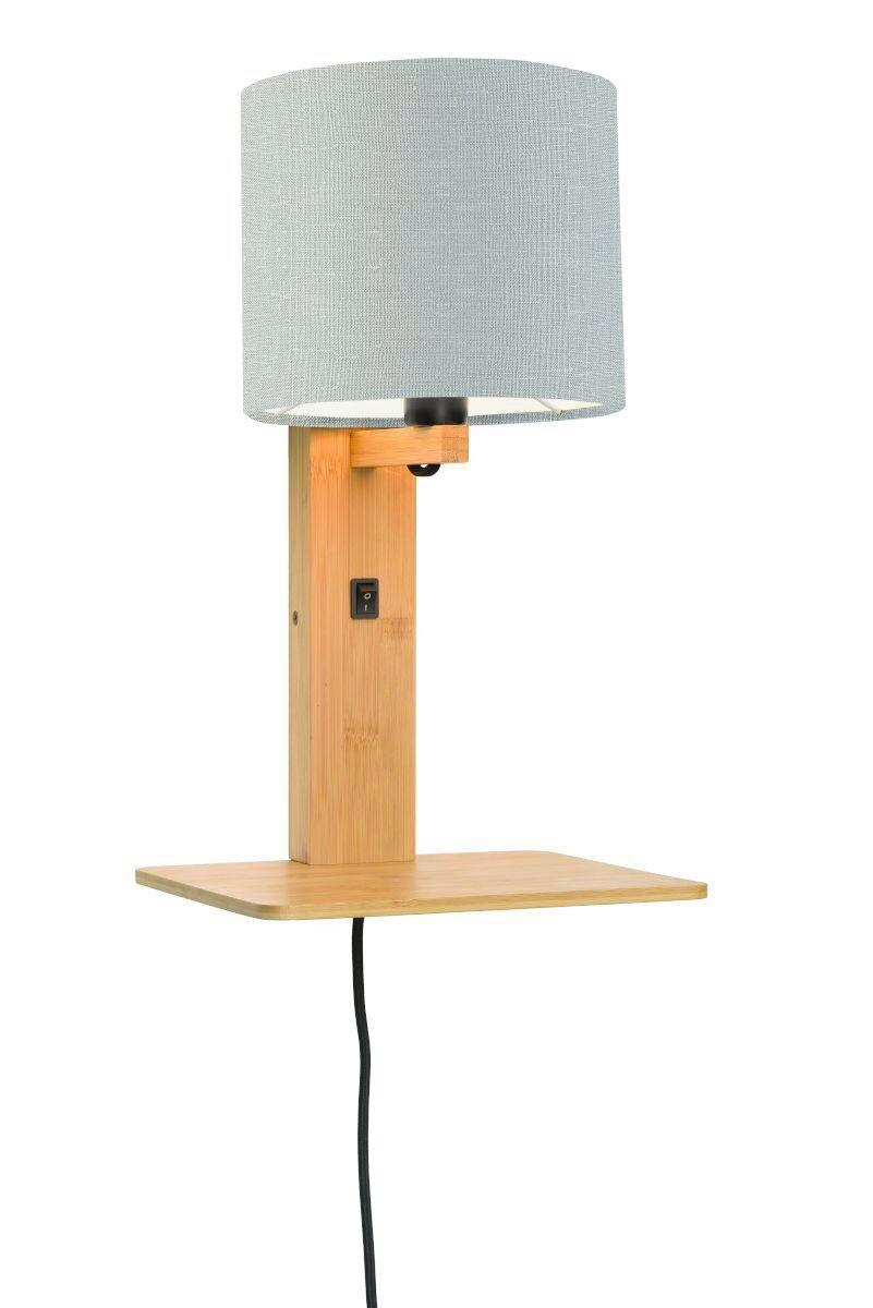 Wandleuchte Andes/W1/N/1815/Lg - Hellgrau/Naturfarben, Trend, Holz/Textil (19/24/36cm) - Good & Mojo