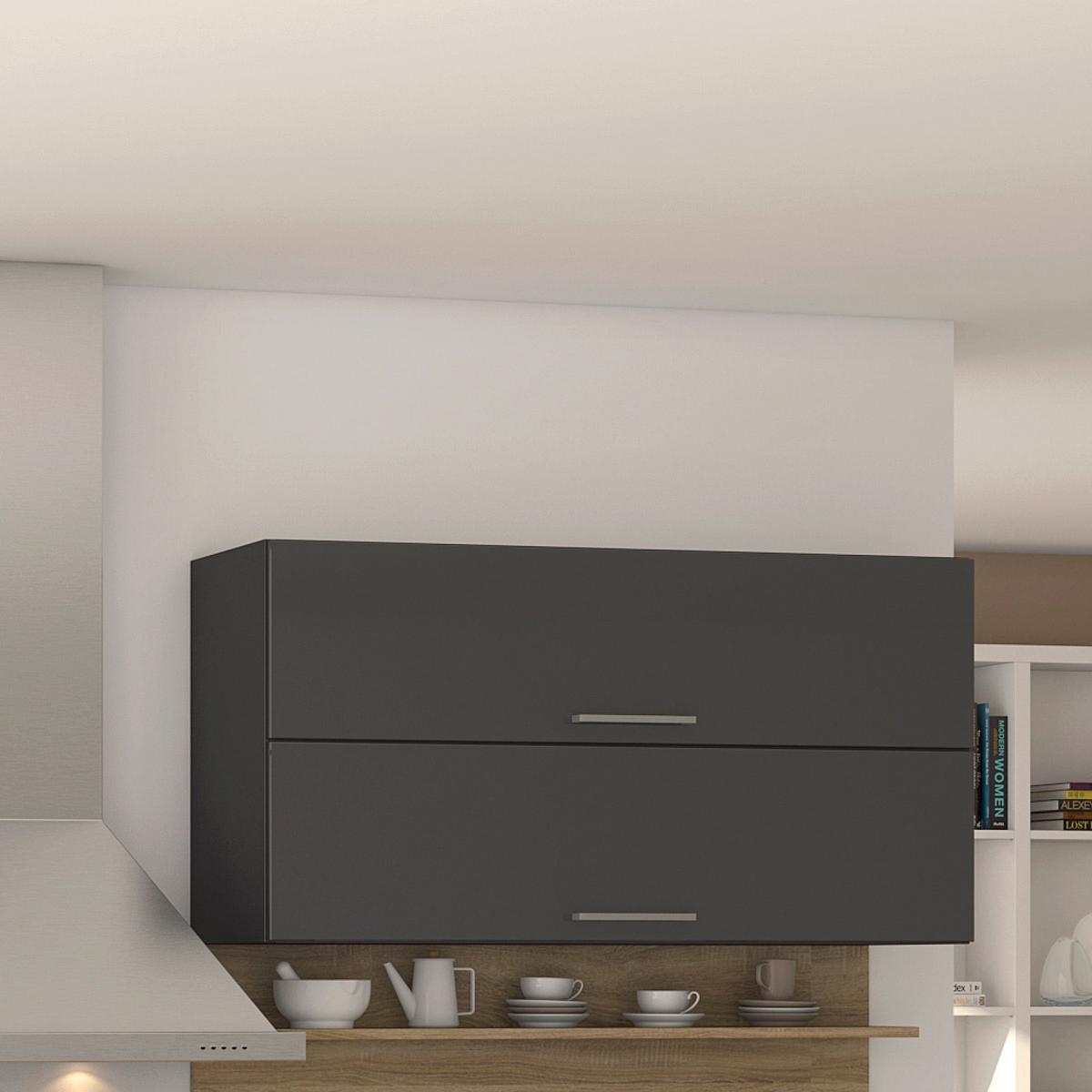 Küchenzeile Mailand mit Geräten 310 cm Anthrazit Elegant - Eichefarben/Anthrazit, MODERN, Holzwerkstoff (310cm) - Held