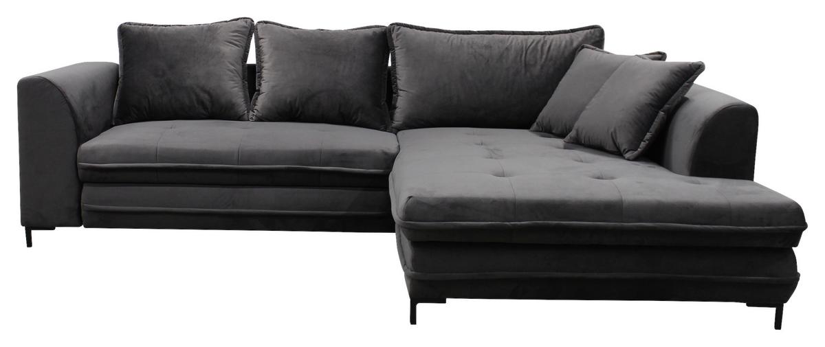Eckschlafsofa Bello Grau Mit Schlaffunktion Ottomane Rechts - Schwarz/Grau, Design, Textil (277/187cm) - Livetastic