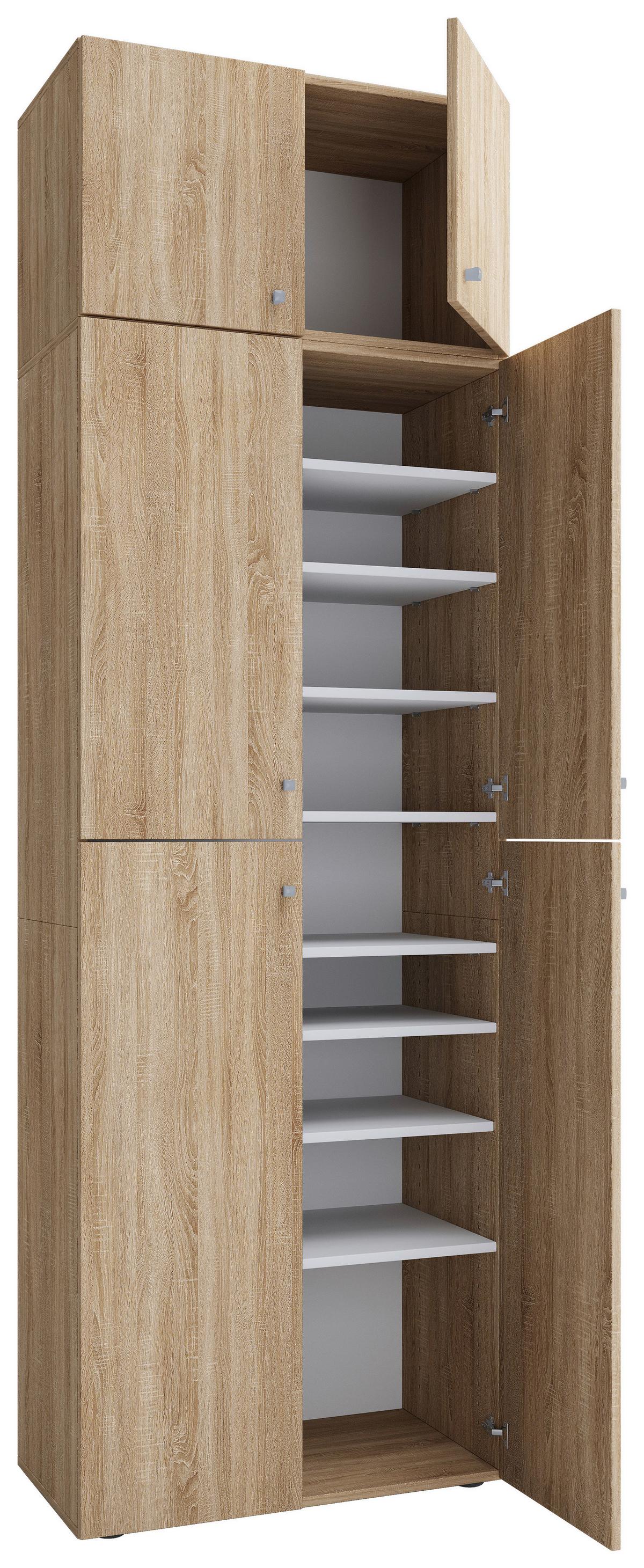 Schuhschrank Lona Xxl Sonoma Eiche Dekor B: 70 Cm - Schwarz/Sonoma Eiche, MODERN, Holzwerkstoff (70/223/39cm) - MID.YOU