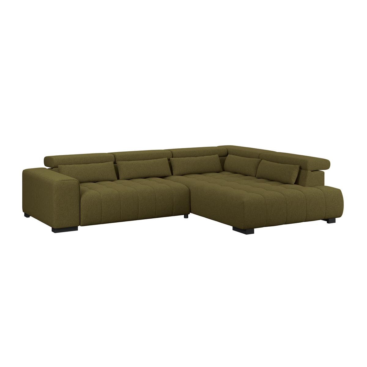 Ecksofa Matera Olivgrün S: 311x226cm - Schwarz/Olivgrün, Trend, Textil (311/226cm)