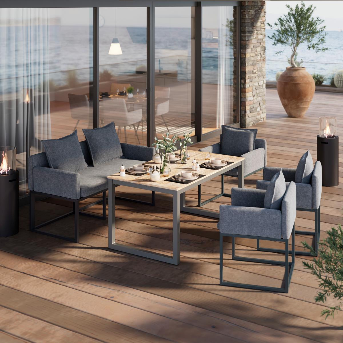 Gartensessel Julia - Alufarben/Grau, MODERN, Textil/Metall (58/85/55cm) - Beldano