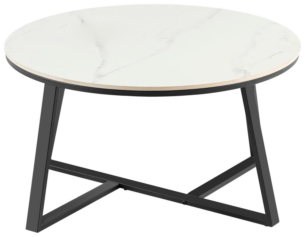 Dohányzóasztal Oliena 32 - fekete/fehér, Modern, fém/kerámia (80/45/80cm)