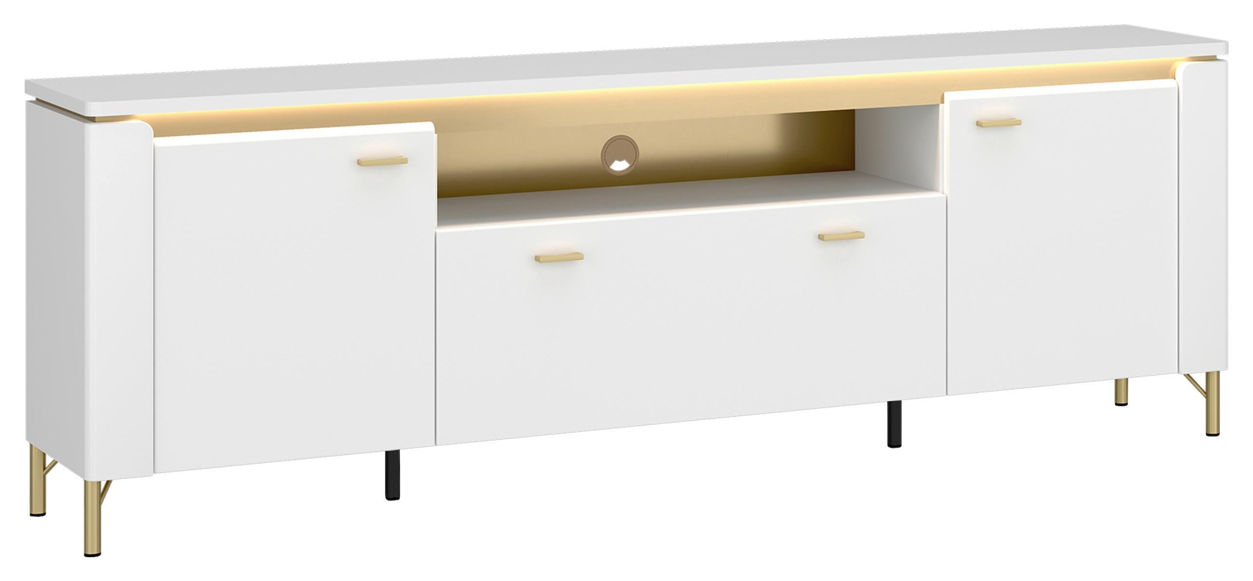 Tv-elem Lazio - arany/fehér, Trend, faalapú anyag (200,3/70/40cm)