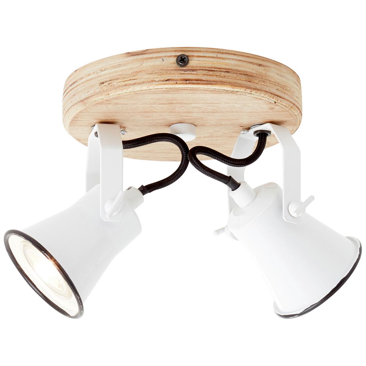 Deckenleuchte Seed L: 16 Cm Schwenkbar - Weiß, Natur, Holz/Metall (16/13/23cm) - Brilliant