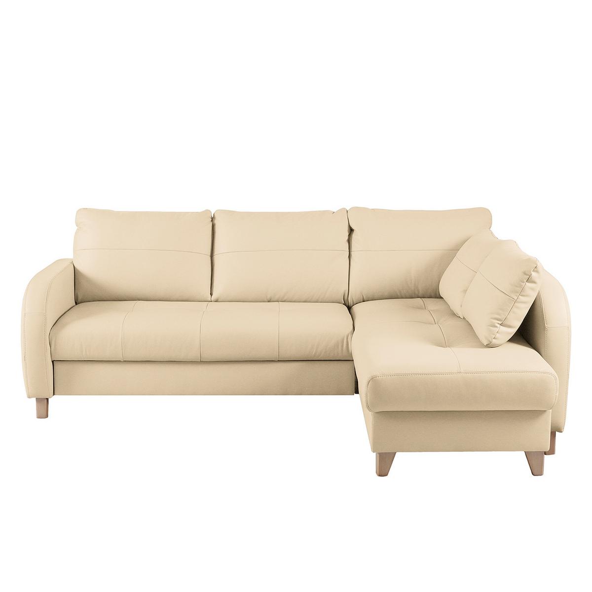 Ecksofa Compact Beige B: 227x168 Cm - Beige/Buchefarben, Design, Leder/Textil (227/168cm) - Livetastic