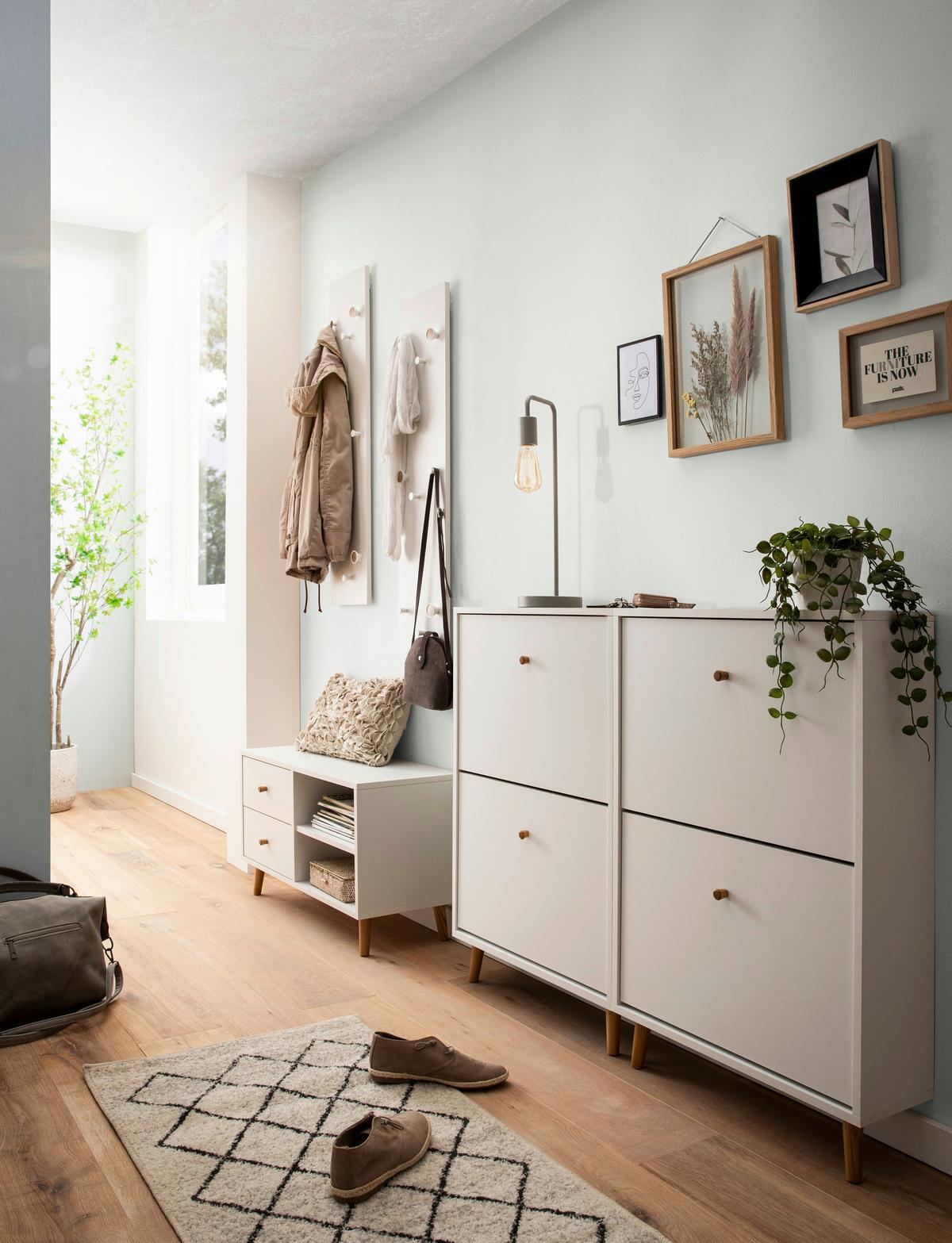 Schuhkipper Bjarne, Weiß B: 59,8 Cm - Weiß, Design, Holzwerkstoff (59,8/92,2/19,55cm) - MID.YOU