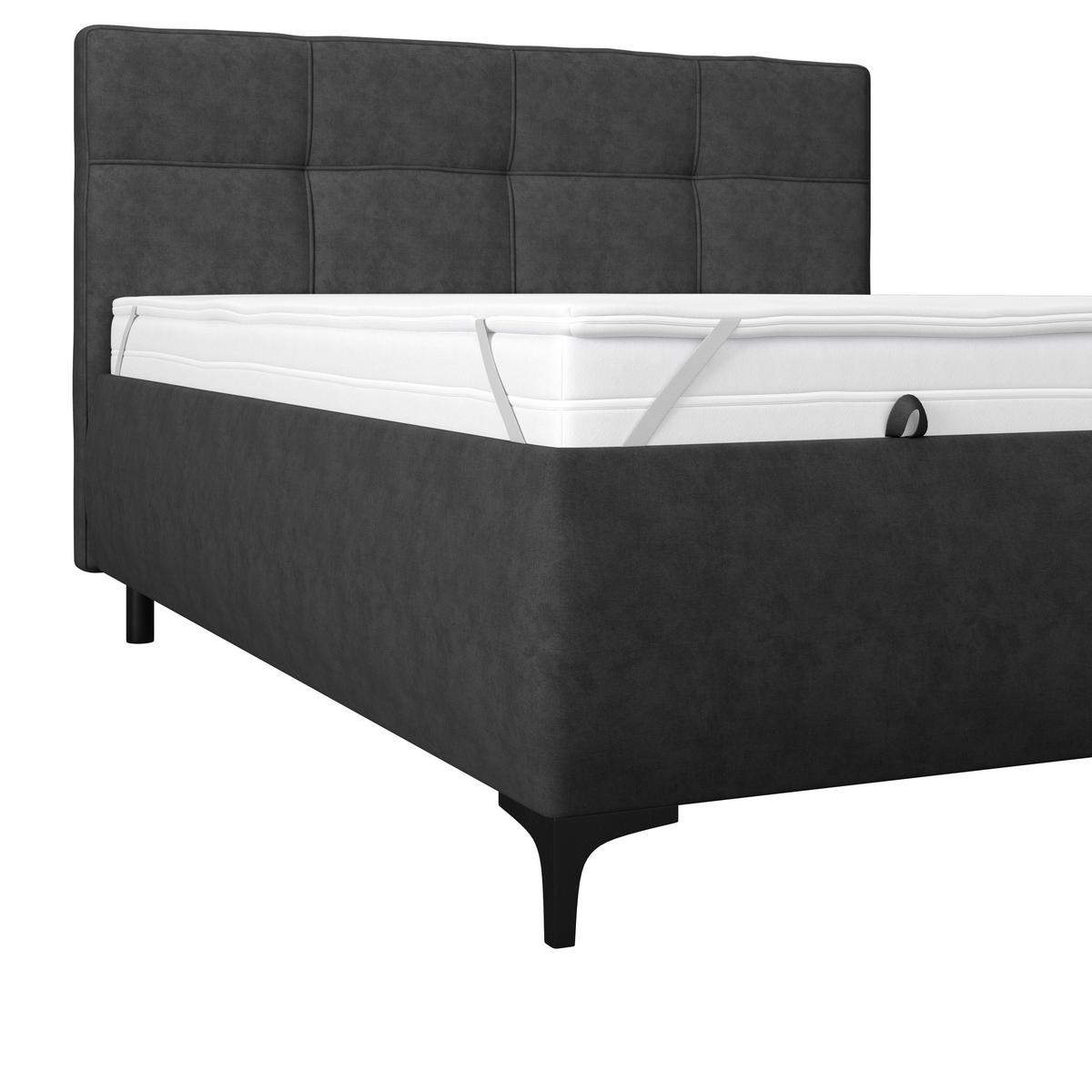 Polsterbett Zeni 140 - Anthrazit/Schwarz, KONVENTIONELL, Holz/Textil (140/200cm)