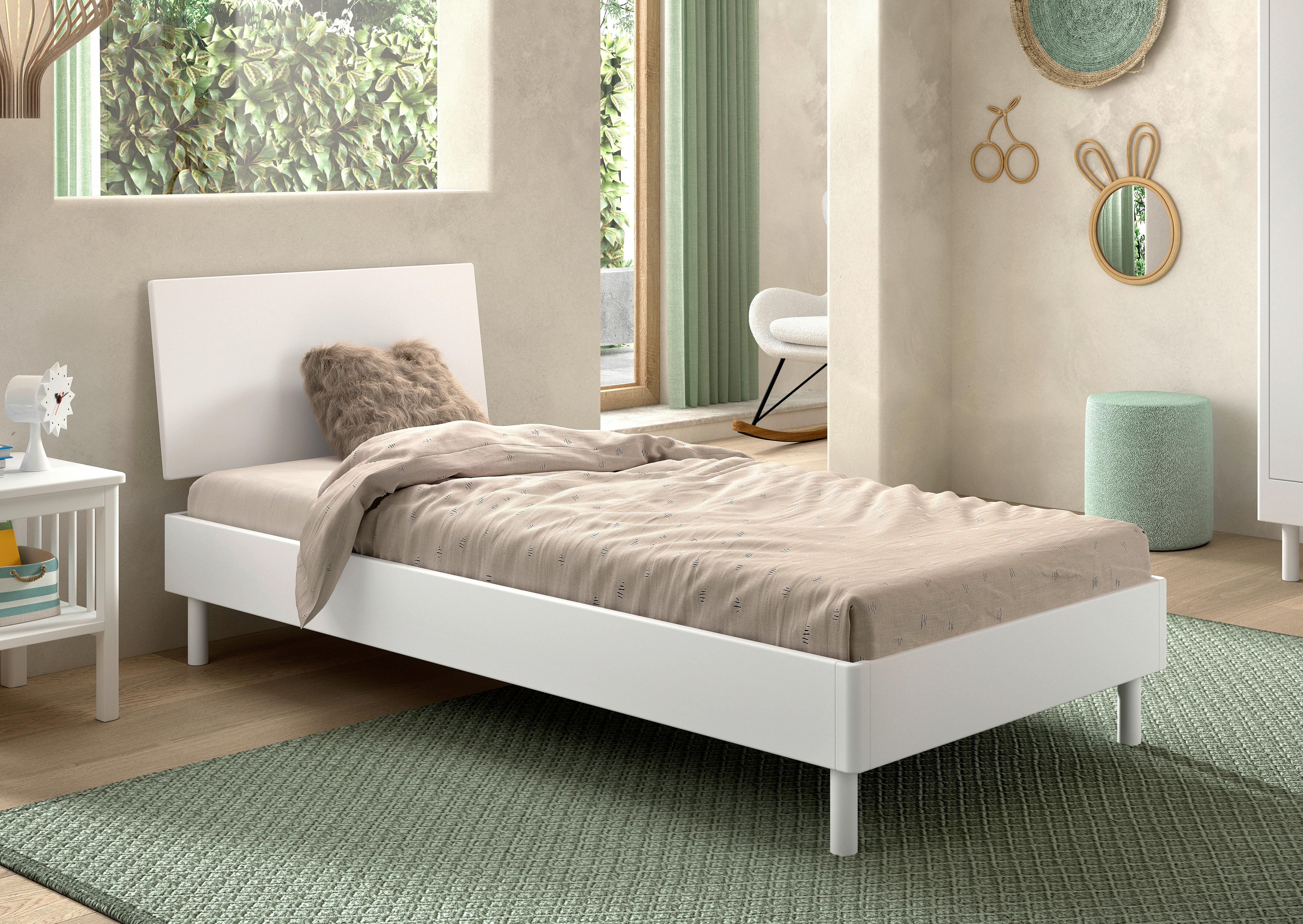BETT Forrest Weiß 90x200cm - Weiß/Naturfarben, MODERN, Holz (90/200cm) - Vipack