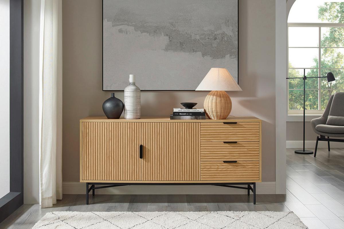 Sideboard Schwarz, Eiche Dekor B: 160cm - Eichefarben/Schwarz, Design, Holz/Holzwerkstoff (160/75/40cm) - Livetastic