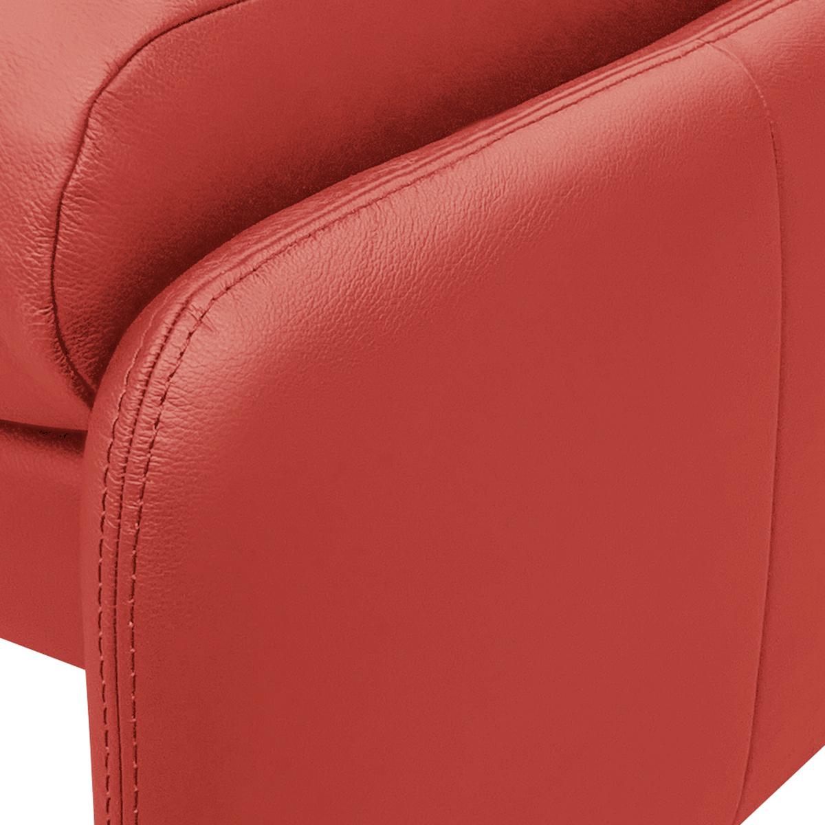 Hocker Comodo Echtleder Rot B: 62 cm - Silberfarben/Rot, Design, Leder (62/42/60cm) - Livetastic