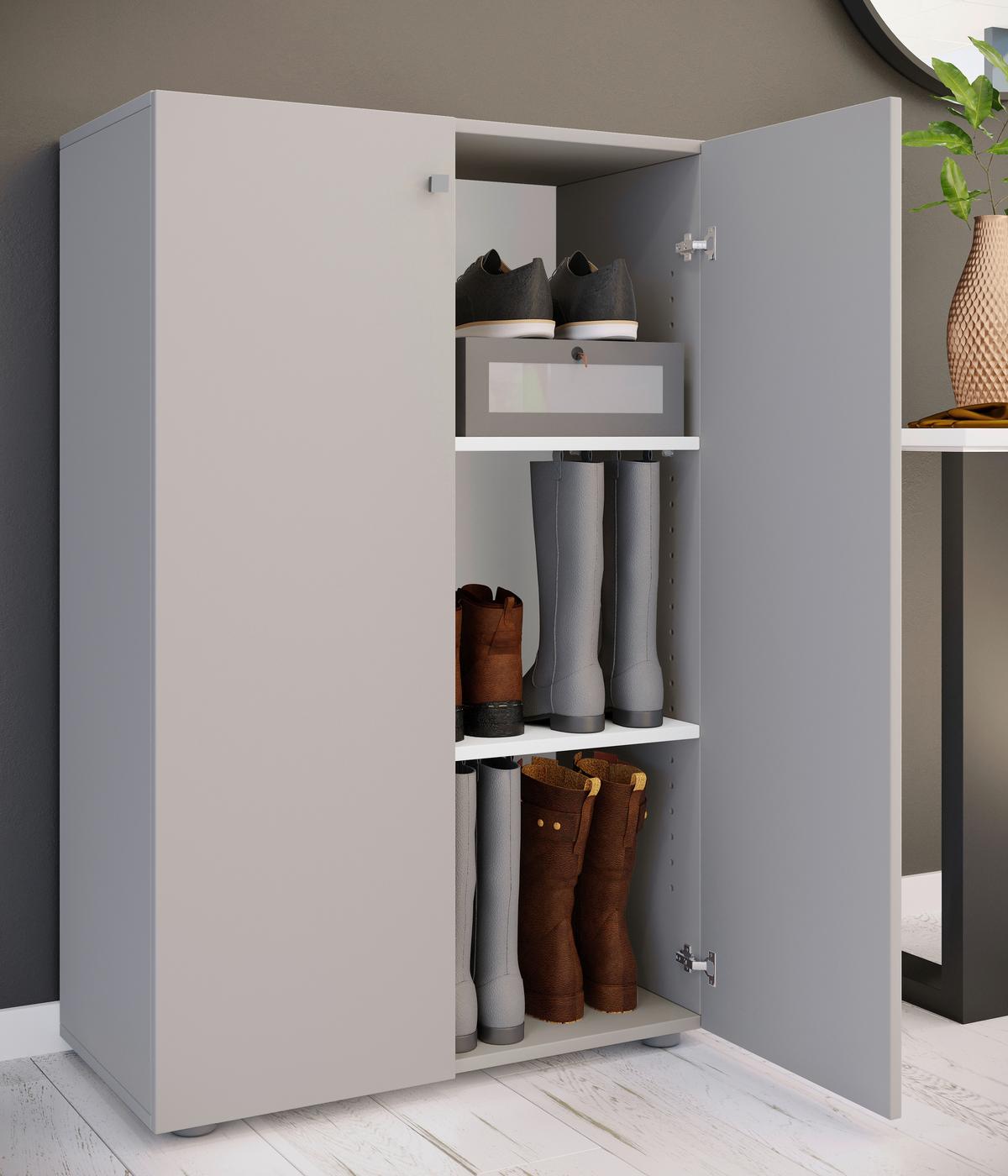 Schuhschrank Lona Grau B: 70 cm - Schwarz/Grau, Design, Holzwerkstoff (70/110/39cm) - MID.YOU