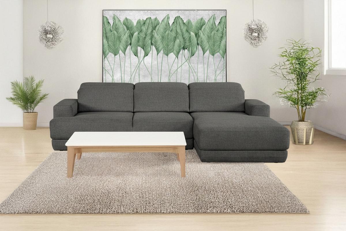 Ecksofa Frans Dunkelgrau S: 204 Cm - Dunkelgrau/Schwarz, Design, Textil (204/293cm) - MID.YOU