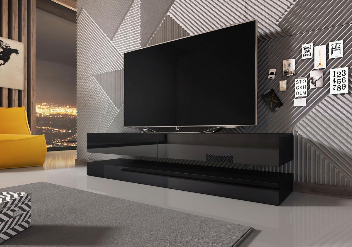 Lowboard Tv Stand Fly Schwarz B: 140 Cm - Schwarz, Design, Holzwerkstoff (140/25/34cm) - MID.YOU