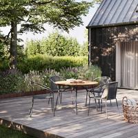 Gartentischgruppe Ellen/Vito 5tlg, Dunkelgrau/Natur - Dunkelgrau/Anthrazit, Natur, Holz/Kunststoff (160/160/74cm) - Gardenson
