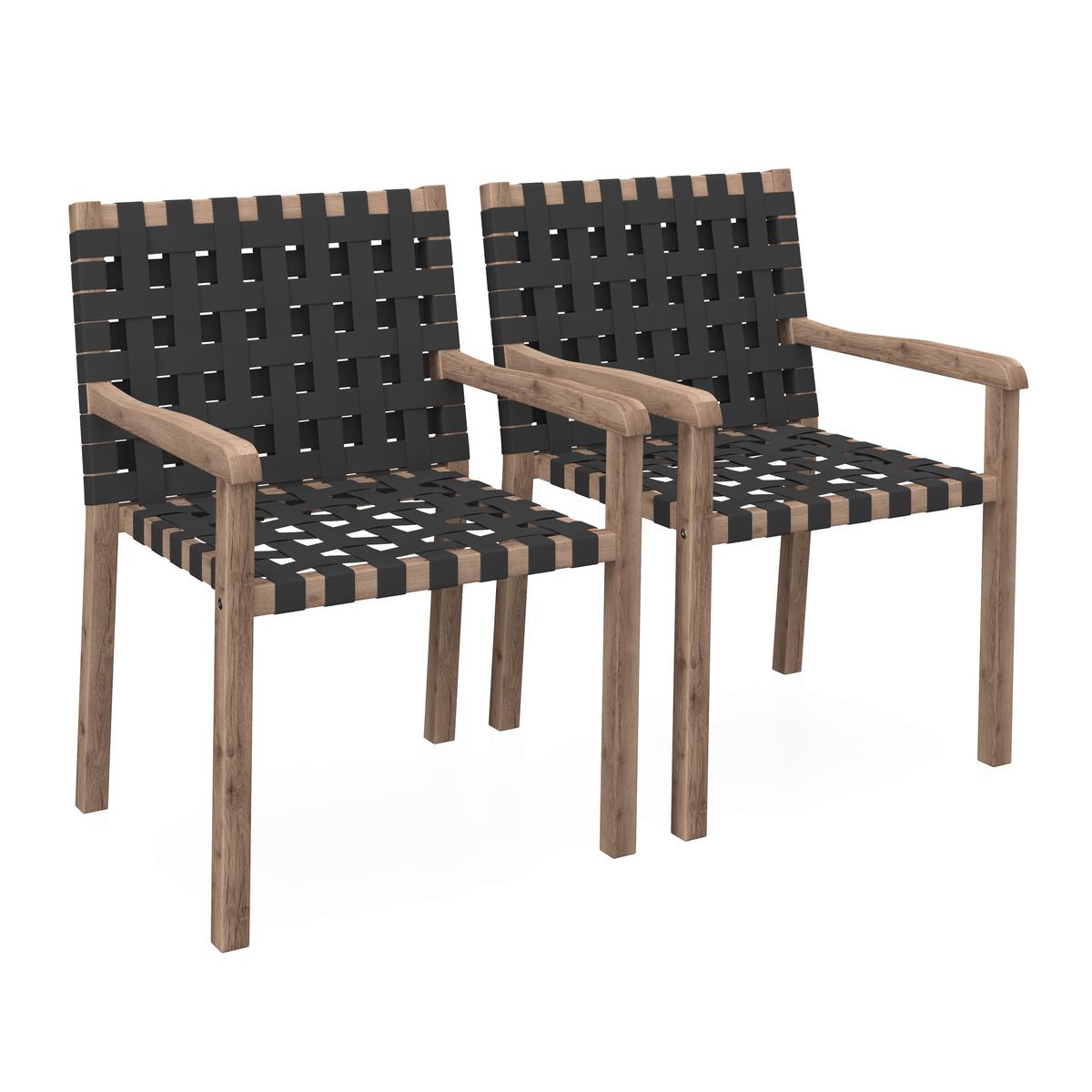 SADA ZAHRADNÍCH KŘESEL LAURIA - černá/barvy akácie, Moderní, dřevo/textil (61/84/59cm) - Bessagi Garden