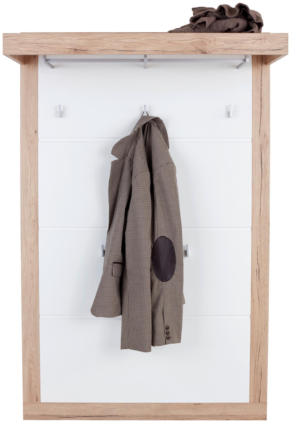 Garderobenpaneel Malta Eiche Dekor Hutablage B: 94,9 cm - Eichefarben/Weiß, MODERN, Holzwerkstoff (94,9/147,7/34cm)