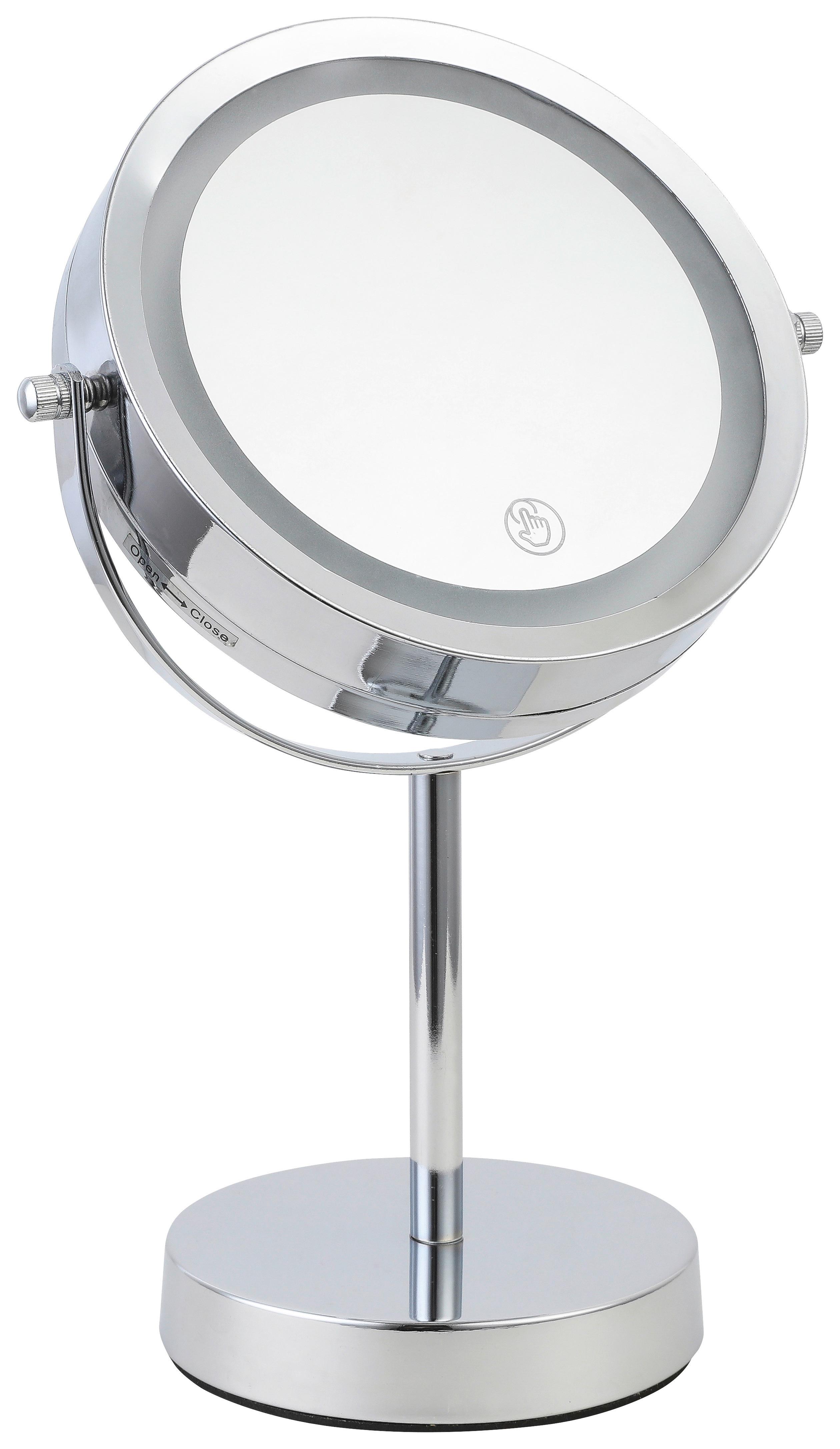 Kosmetické zrkadlo s LED Mirri - barvy chromu, Romantický / Rustikální, kov/sklo (21/32/21cm) - Mömax