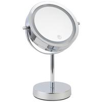 Kosmetické zrkadlo s LED Mirri - barvy chromu, Romantický / Rustikální, kov/sklo (21/32/21cm) - Mömax