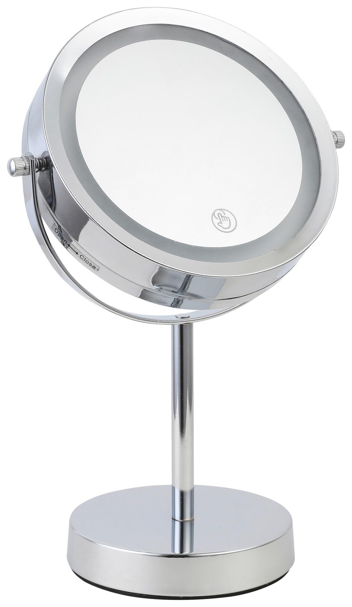 Kosmetické zrkadlo s LED Mirri - barvy chromu, Romantický / Rustikální, kov/sklo (21/32/21cm) - Mömax