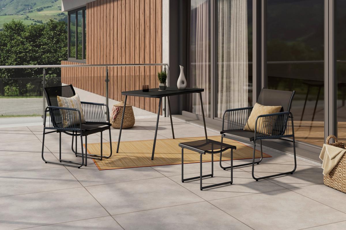 Balkonset Cardiff - Dunkelgrau/Grau, MODERN, Glas/Kunststoff - Beldano