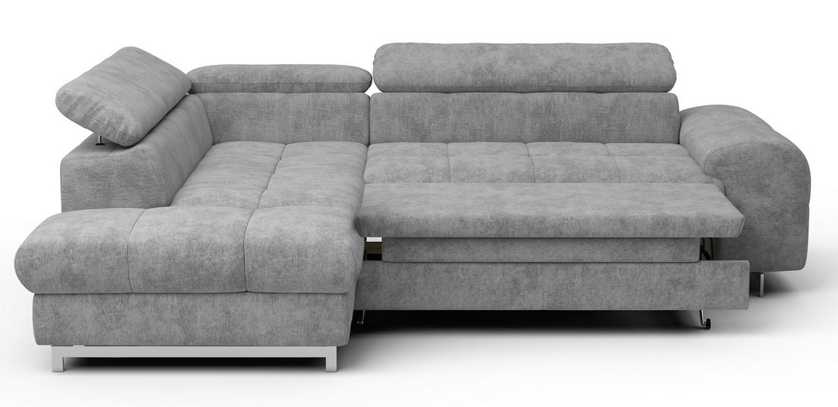 Ecksofa Mit Schlaffunktion Und Cloud +  Grau - Chromfarben/Hellgrau, KONVENTIONELL, Textil (206/257cm) - Livetastic