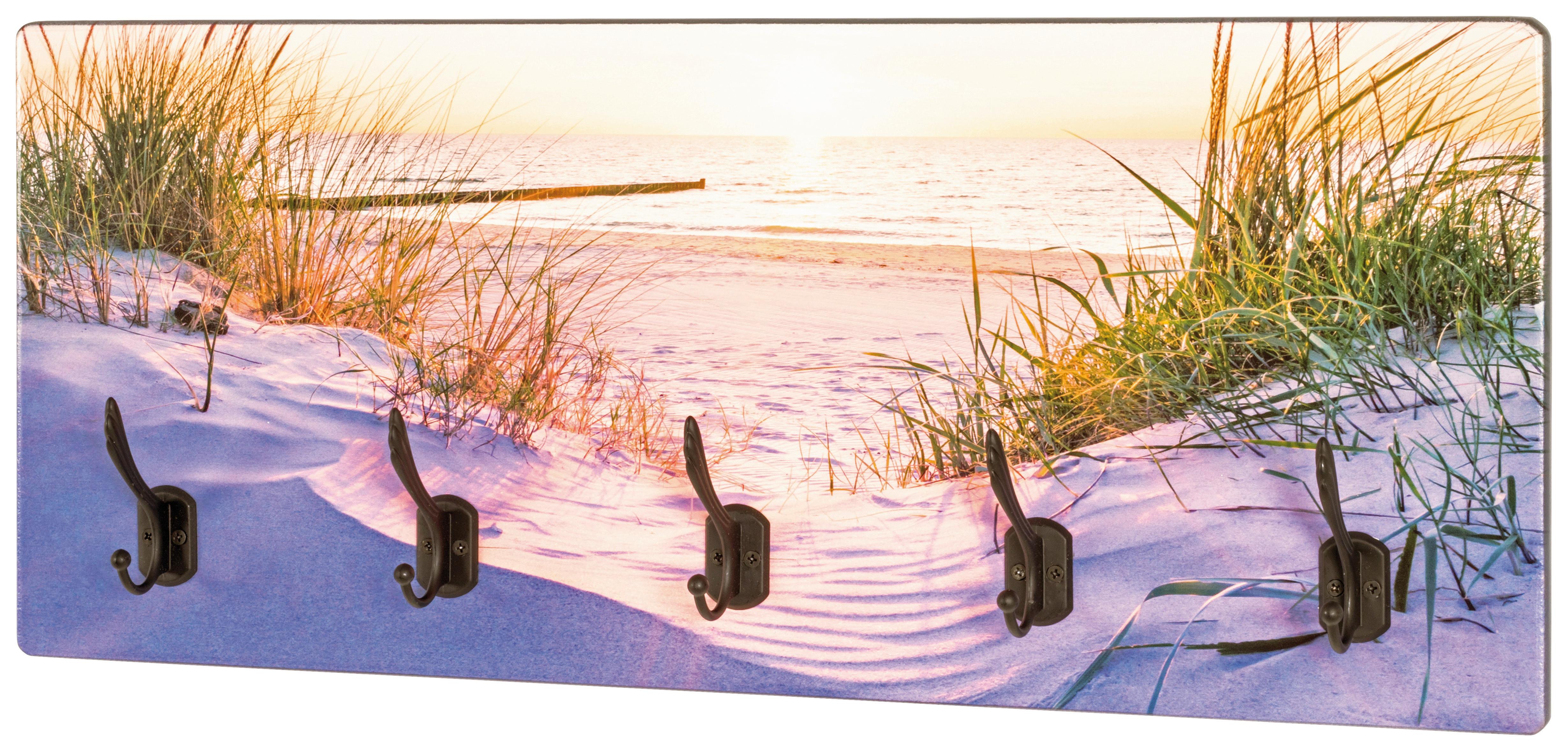 Hakenleiste Sunset B: 70 cm Motiv Sonnenuntergang 5 Haken - Multicolor, MODERN, Holzwerkstoff (70/30/7cm)