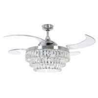 Deckenventilator Fanaway Chrom 4-Flügel, LED-Leuchte - Chromfarben/Transparent, Trend, Kunststoff/Metall (122/50cm) - P & B