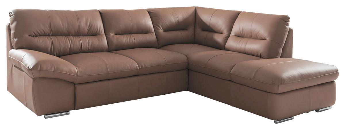 Ecksofa William, Grau S: 268x216 Cm - Chromfarben/Grau, Design, Leder (268/216cm) - Livetastic