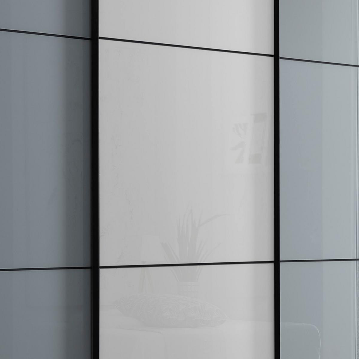 Schwebetürenschrank Glasfront 249 Cm Includo, Hellgrau/weiß - Dunkelgrau/Hellgrau, MODERN, Glas/Holzwerkstoff (249/222/68cm)