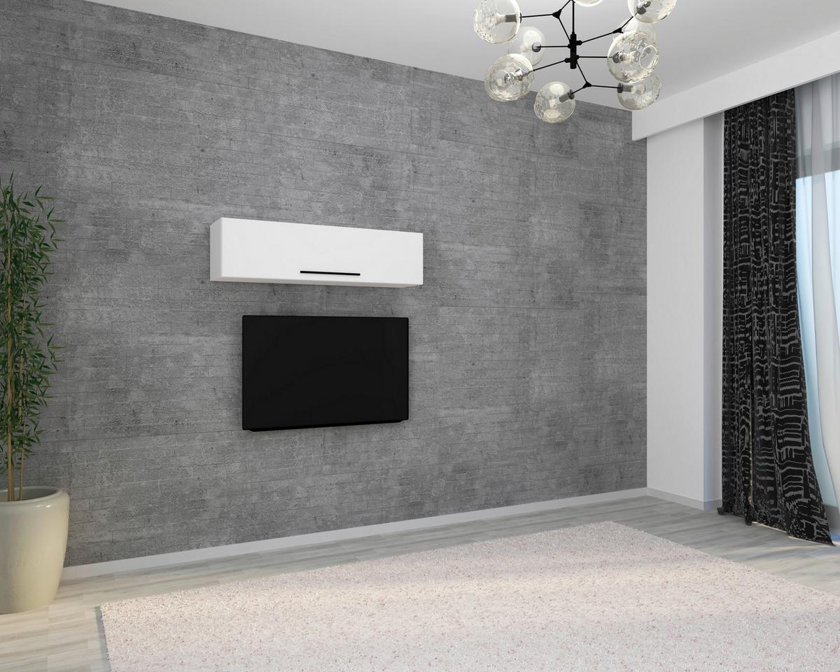 Nástěnný regál Arila š: 115 cm, bílý - bílá, Moderní, kompozitní dřevo (115/30/30cm) - MID.YOU
