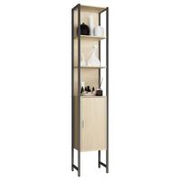 Badezimmer Hochschrank Edino 33x185 cm Schwarz - Honigeiche/Schwarz, MODERN, Holzwerkstoff/Metall (33/185/30cm) - MID.YOU