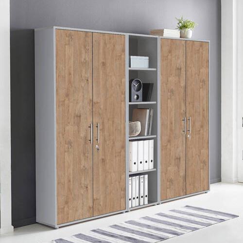 Office Edition B: 212,9 cm Eichefarben/Grau - Eichefarben/Grau, MODERN, Holzwerkstoff (212,9/185,6/33cm) - MID.YOU
