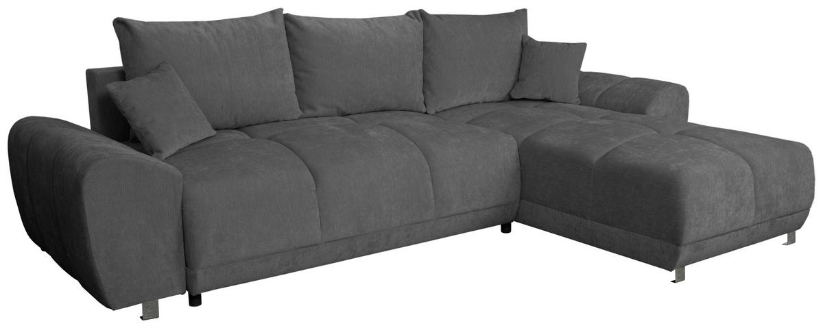 ECKSCHLAFSOFA Ramon, Graphitfarben S: 296x182 cm - Chromfarben/Beige, Trend, Textil (296/182cm)