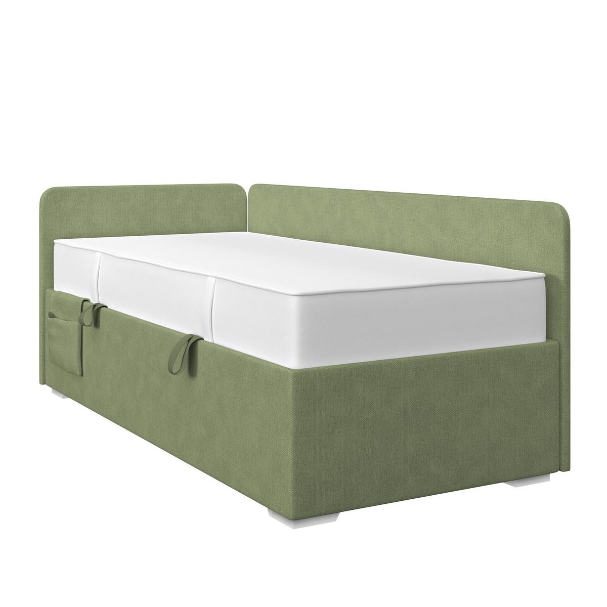 Kárpitozott Ágy Remi 90/200cm - ezüstszínű/zöld, Modern, textil/fa (90/200cm)