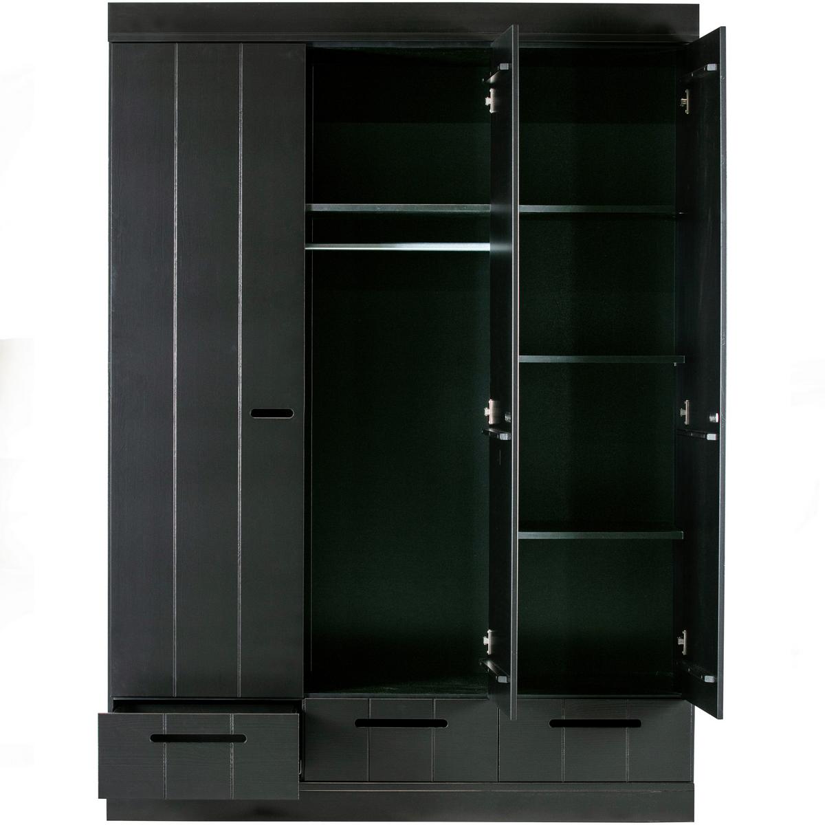 Drehtürenschrank Connect, Schwarz B: 140 Cm - Schwarz, Design, Holz (140/195/53cm) - Livetastic