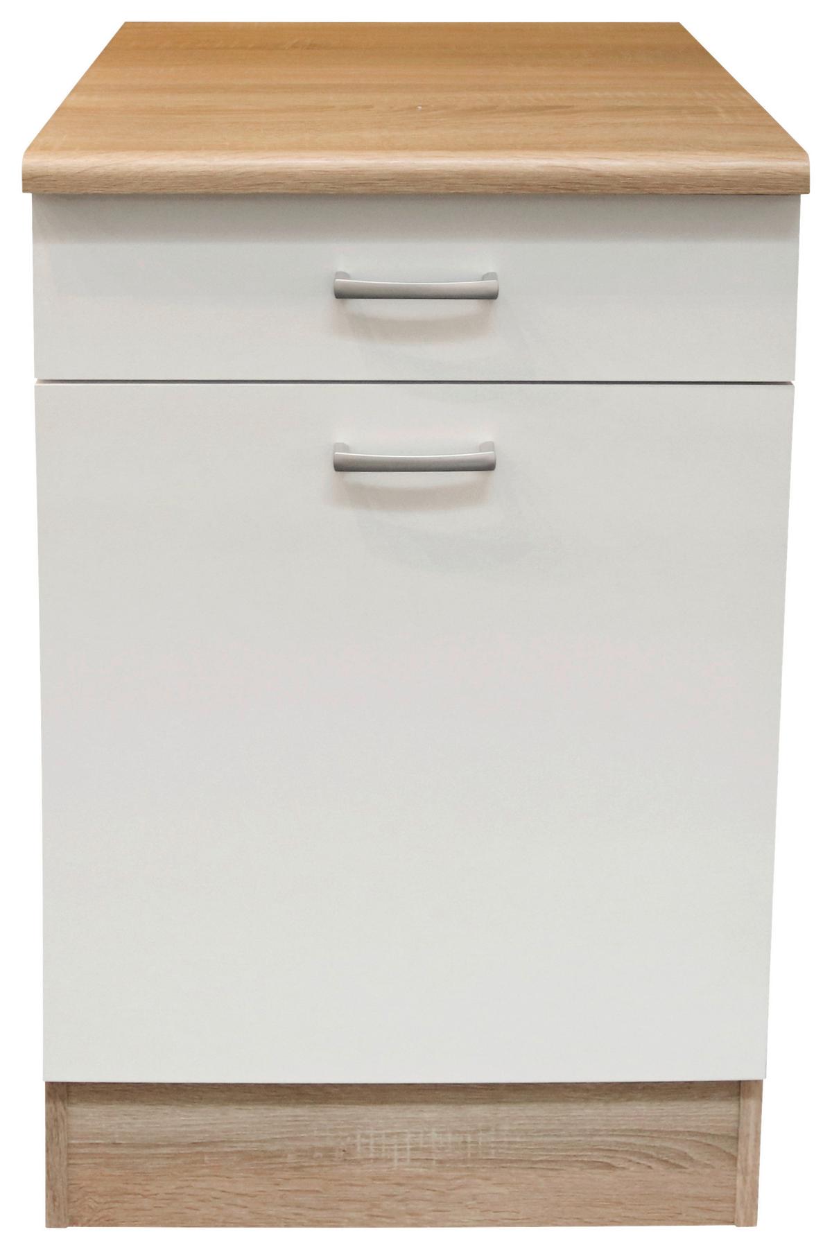 Spodní kuchyňská skříňka ANDY šířka/výška: 50/90 cm - bílá/barvy stříbra, Basics, kompozitní dřevo/plast (50/90/60cm) - MID.YOU