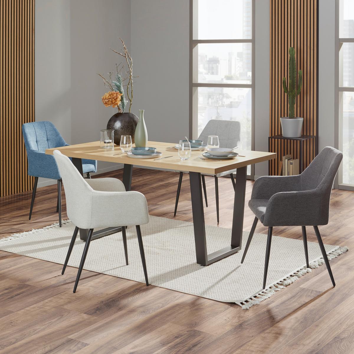 Esstisch Rudi 160x90cm Naturfarben/Schwarz - Schwarz/Naturfarben, MODERN, Holzwerkstoff/Metall (160/75/90cm)