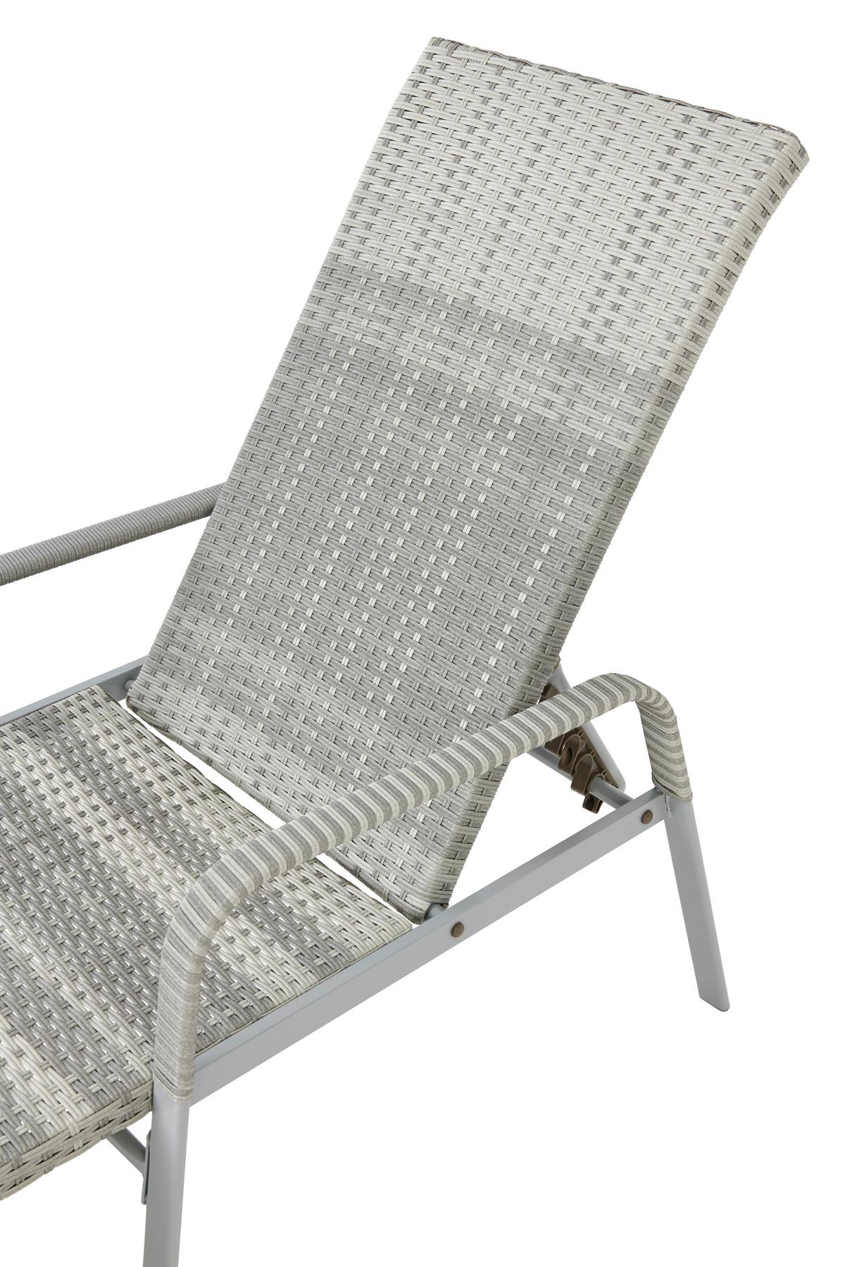 Sonnenliege Maja Aus Polyrattan, verstellbar - Grau, MODERN, Kunststoff/Metall (64.5/52/202cm) - Luca Bessoni