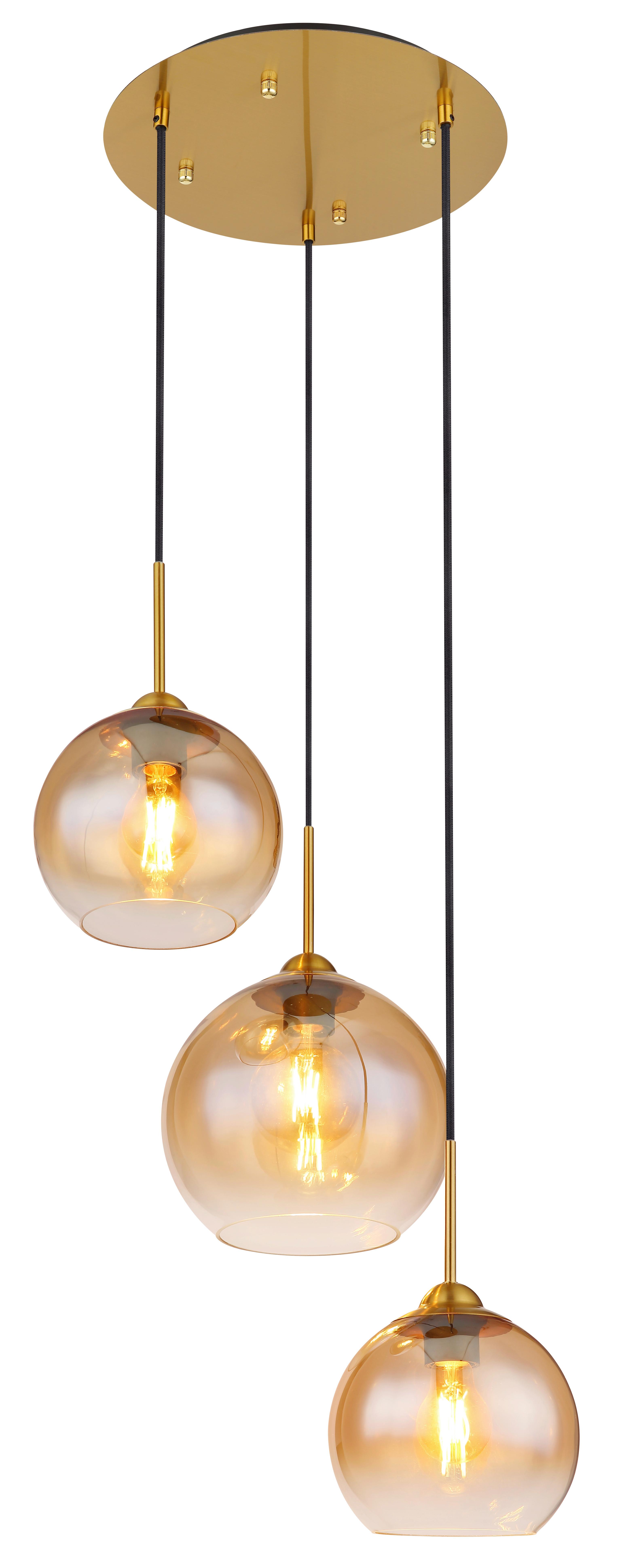 Hängeleuchte 15788-3h - Messingfarben, Design, Glas/Metall (43/150cm) - Globo