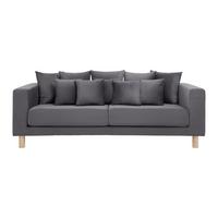 Pohovka s vankúšmi LENO sivá, zamatová - sivá, Modern, drevo/textil (229/73/112cm) - Bessagi Home