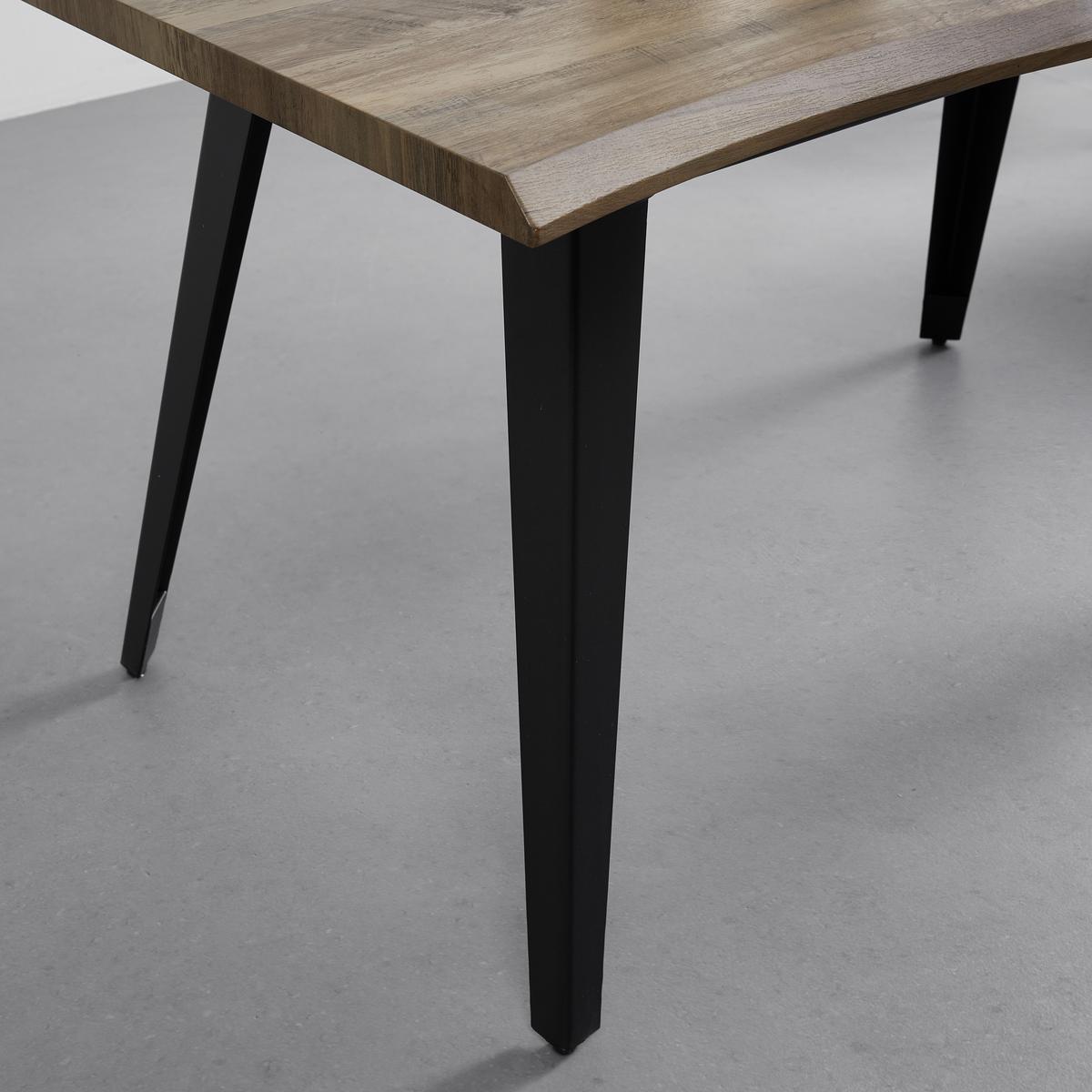 Rozkládací jídelní stůl Ján 140-180x80cm - černá/barvy vlašských ořechů, Moderní, kov/kompozitní dřevo (140-180/80/76cm) - Bessagi Home