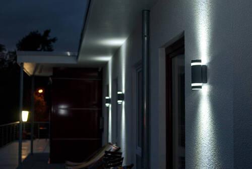 Außenwandleuchte Focus 35w Glas Aluminium, Wandmontage - Klar/Anthrazit, Design, Glas/Metall (11/23,5/10,9cm)