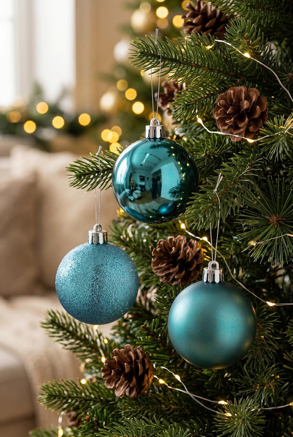 CHRISTBAUMKUGEL-SET Maya, Türkis, 30-teilig - Türkis, KONVENTIONELL, Kunststoff (6cm) - Luca Bessoni