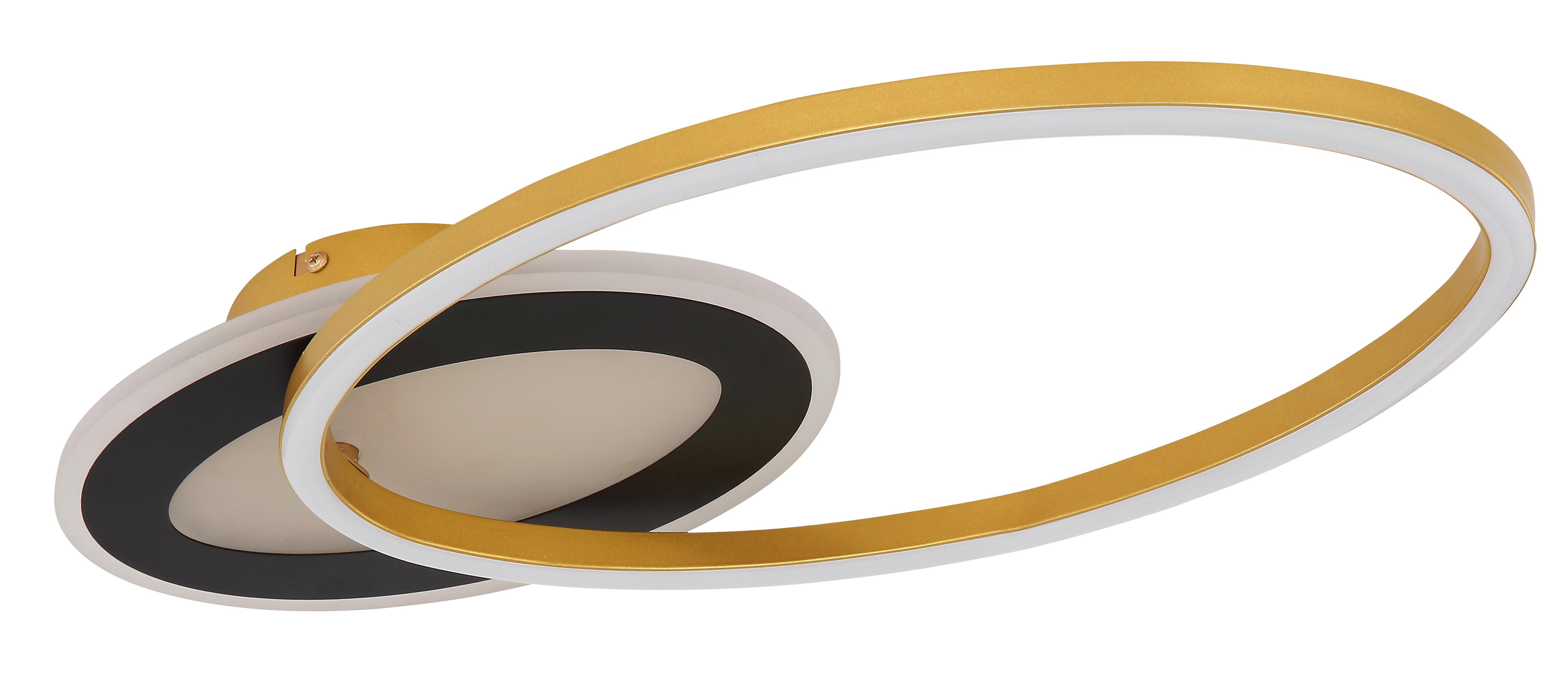 LED-Deckenleuchte L: 53 cm, 1-Flammig - Goldfarben/Opal, Design, Kunststoff/Metall (53/23,5/7cm) - Globo