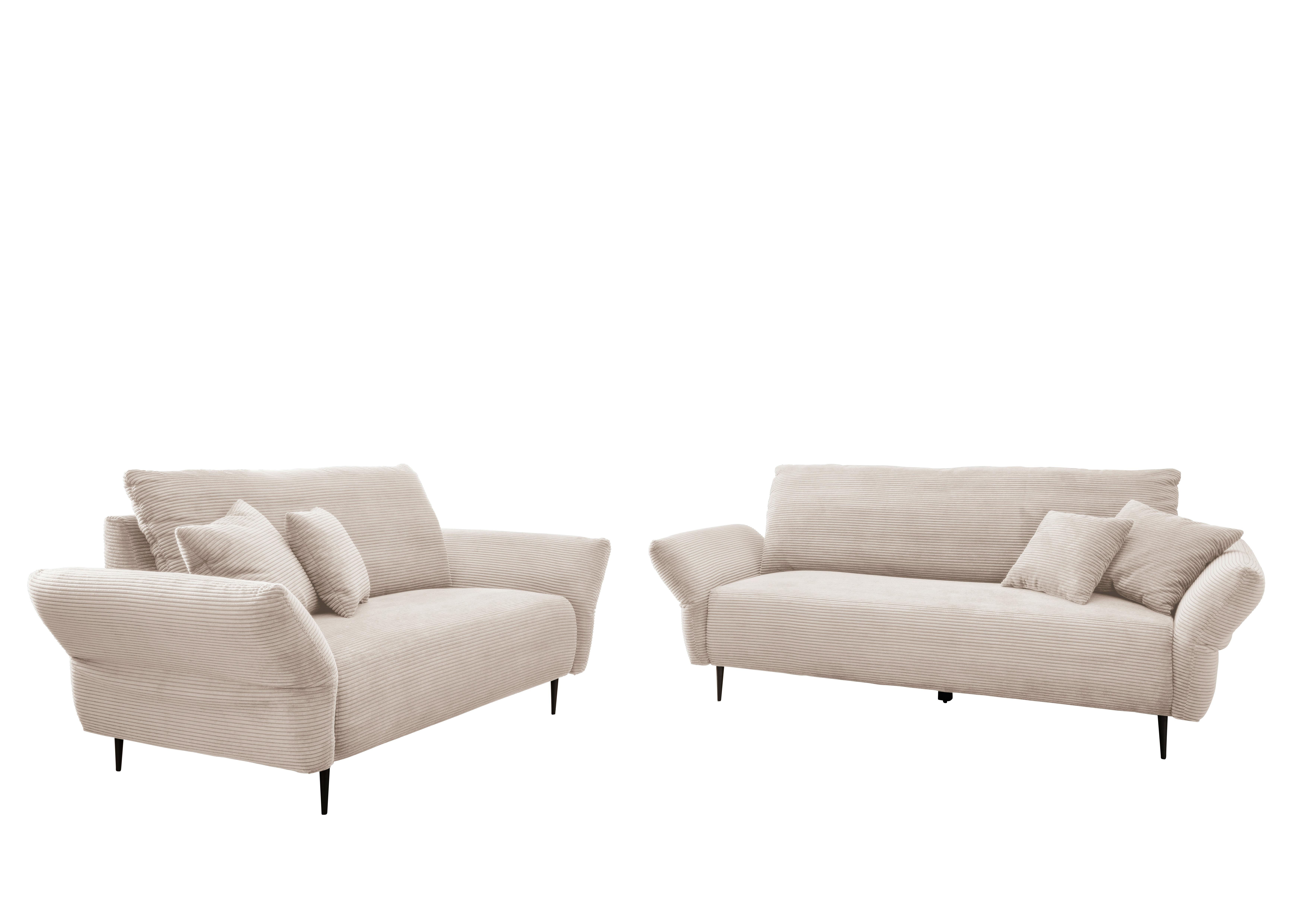 Sitzgarnitur Vanilla 2--teilig. Beige - Beige/Schwarz, Design, Textil - Livetastic
